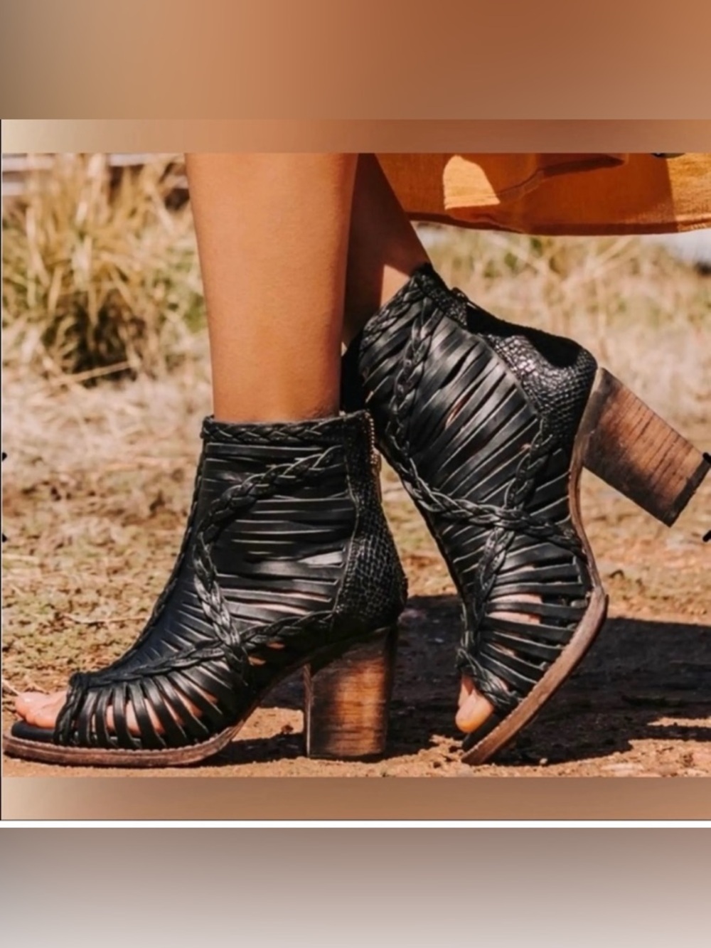 Freebird By Steven Bela Womens Booties Black Leather Cage Braid Women Size 8